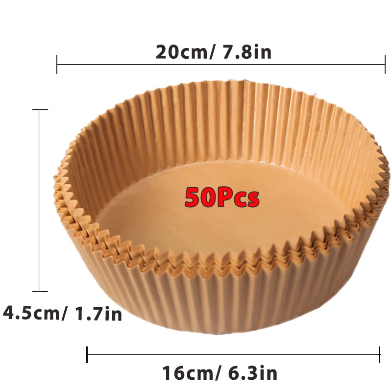 50/100Pcs Air Fryer Disposable Paper Non-Stick Airfryer Baking Papers round Air-Fryer Paper Liners Paper Kitchen Accessories