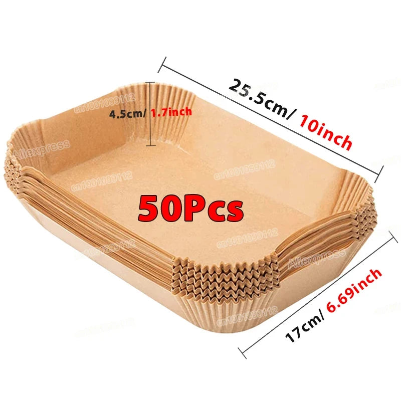 50/100Pcs Air Fryer Disposable Paper Non-Stick Airfryer Baking Papers round Air-Fryer Paper Liners Paper Kitchen Accessories