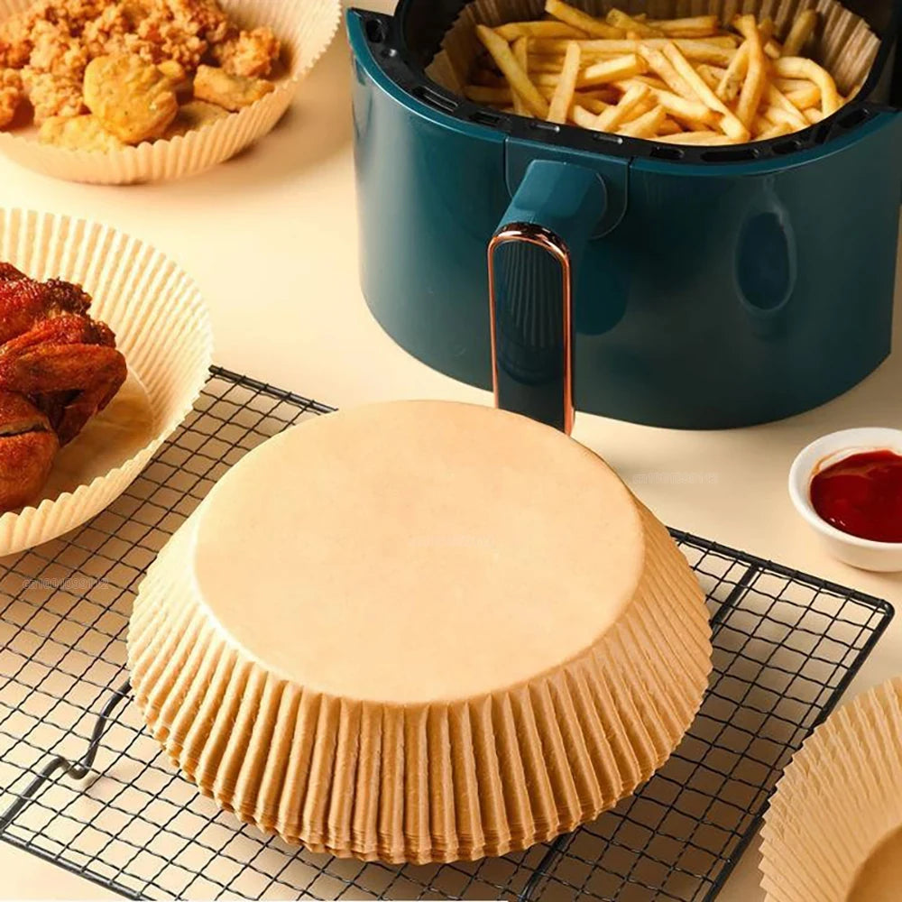 50/100Pcs Air Fryer Disposable Paper Non-Stick Airfryer Baking Papers round Air-Fryer Paper Liners Paper Kitchen Accessories